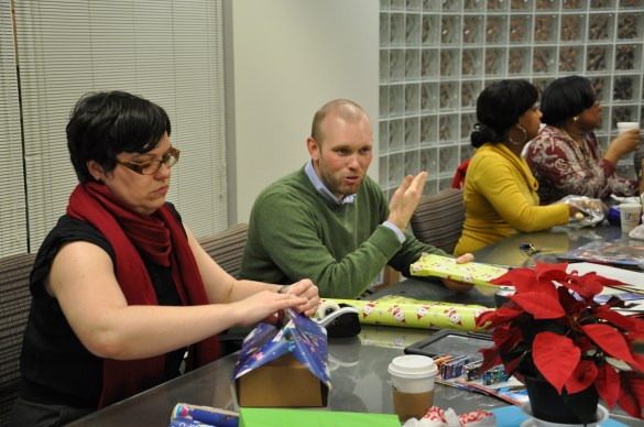 Austin learning how to wrap presents for the first time in 2012