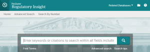 ProQuest Regulatory Insight home screen